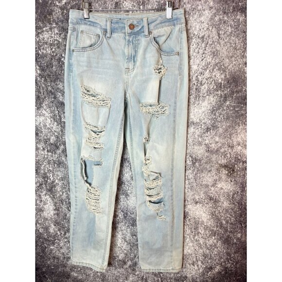 Sincerely Jules Jeans womens 1 / 25 Blue Deconstructed Straight High Rise Retro - Picture 9 of 11